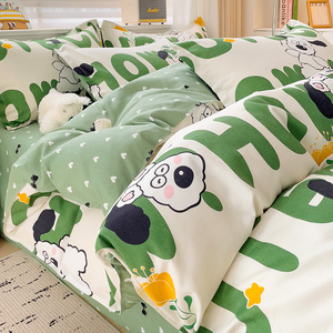 Bộ ga trải giường hoạt hình dễ thương cho trẻ em, chất liệu polyester, gồm vỏ chăn, ga trải giường, họa tiết chó con/gấu/khủng long - Product Image 5