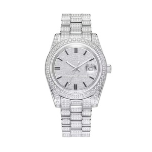 Fournisseur de montres personnalisées avec logo OEM, mouvement Miyota Quartz, serties de diamants, acier inoxydable, 40 mm, zirconium cubique 3A - Product Image 1