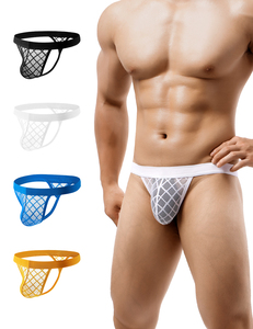 Sous-vêtements pour hommes avec logo personnalisé, tissu en maille transparente, poche 3D, <span class=keywords><strong>string</strong></span> en <span class=keywords><strong>dentelle</strong></span> sexy, lingerie sexy pour hommes - Product Image 2