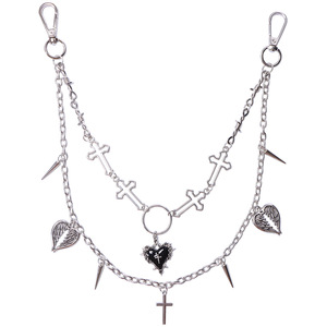 Chaîne de taille punk en métal Yueli pour femme, avec pendentif croix et cœur, chaîne de pantalon, décoration hip-hop pour jeans, décontractée, en alliage de zinc, double anneau - Product Image 5