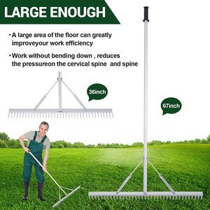 Công Cụ Cào Cảnh Quan Bằng Nhôm Nhẹ Cho Hồ Vườn Pond Beach Cảnh Quan Với Cực Mở Rộng 36 "Đầu Cào - Product Image 6