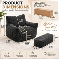 Grand pouf en velours, chaise de lecture confortable, repose-pieds pour adultes/adolescents - Meubles de salon modernes pour appartement/villa