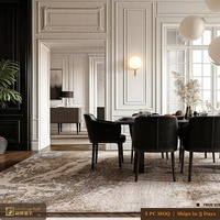 Tapis Turc Abstrait Moderne Effet Vieilli LandScopeTech, Tissé Wilton Haute Densité, Antidérapant avec Support en Jute, Aspect Soie, Convient aux Animaux Domestiques