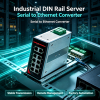 Convertidor RS485 a Ethernet de 1 Puerto para Riel DIN, Gateway Modbus TCP, COM Virtual y Modo Transparente, 12-24V CC, Riel Industrial de 35mm