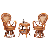 Ensemble de meubles en osier de luxe 3PC chaise rotative à dossier haut Table d'appoint intérieur extérieur canapé en rotin combiné de Relaxation pour personnes âgées