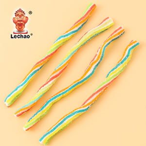 Lechao New Arrival Rainbow Twisted Sour Coated Chewy <strong>Candy</strong> Colorful Twisted Peel Jelly Gummy <strong>Candies</strong> Licorice Sugar - Product Image 4