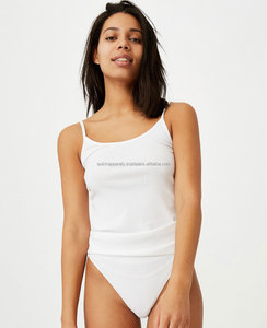 Haut court côtelé en coton sans manches pour femme, coupe classique, service de fabrication, impression et emballage personnalisés - Product Image 2