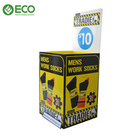 Support d'affichage pour chaussettes en carton personnalisé pour la vente au détail, présentoir ECO CA1375 en carton ondulé avec lamination brillante/mate