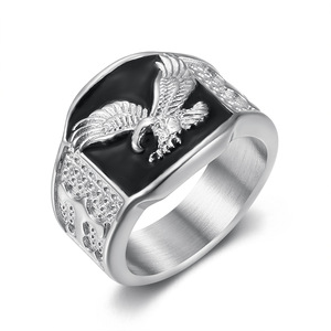 2025 nuovo nero goccia d'olio <span class=keywords><strong>Eagle</strong></span> anelli da uomo in acciaio inox di alta qualità argento 18K oro PVD placcato moda gioielli pregiati filippine - Product Image 4