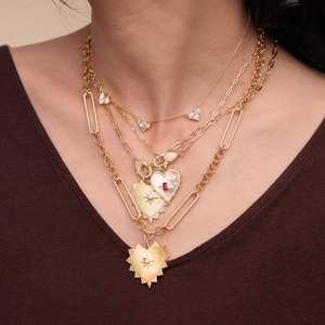 モップルビーCZハートDIYペンダント925スターリングシルバー女性ジュエリーゴールドメッキパベロブスターネックレス - Product Image 2