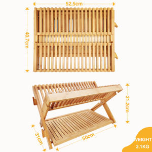 Escurridor de Platos de Madera, Escurridor de Platos de Bambú de 3 Niveles, Escurridor de Platos Plegable con Soporte para Utensilios para la Encimera de la Cocina - Product Image 2