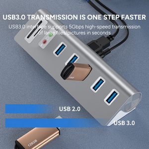 USB 3.0 đa cổng Docking Station với âm thanh 3.5 mét sạc Adapter Loại C USB Hub cho máy tính điện thoại máy tính bảng - Product Image 3