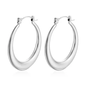 Anting-anting emas klasik Hoops baja tahan karat perhiasan wanita anting-anting perempuan aksesoris pesta pernikahan perhiasan anting-anting halus