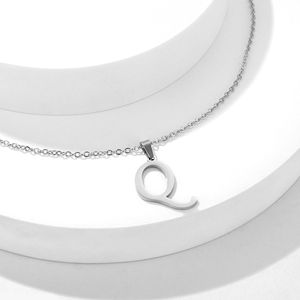 Collar Moderno Grande de Acero Inoxidable con 26 Letras para Mujer, Joyería Transfronteriza Pulida con Cadena de Clavícula y Perlas al por Mayor - Product Image 4