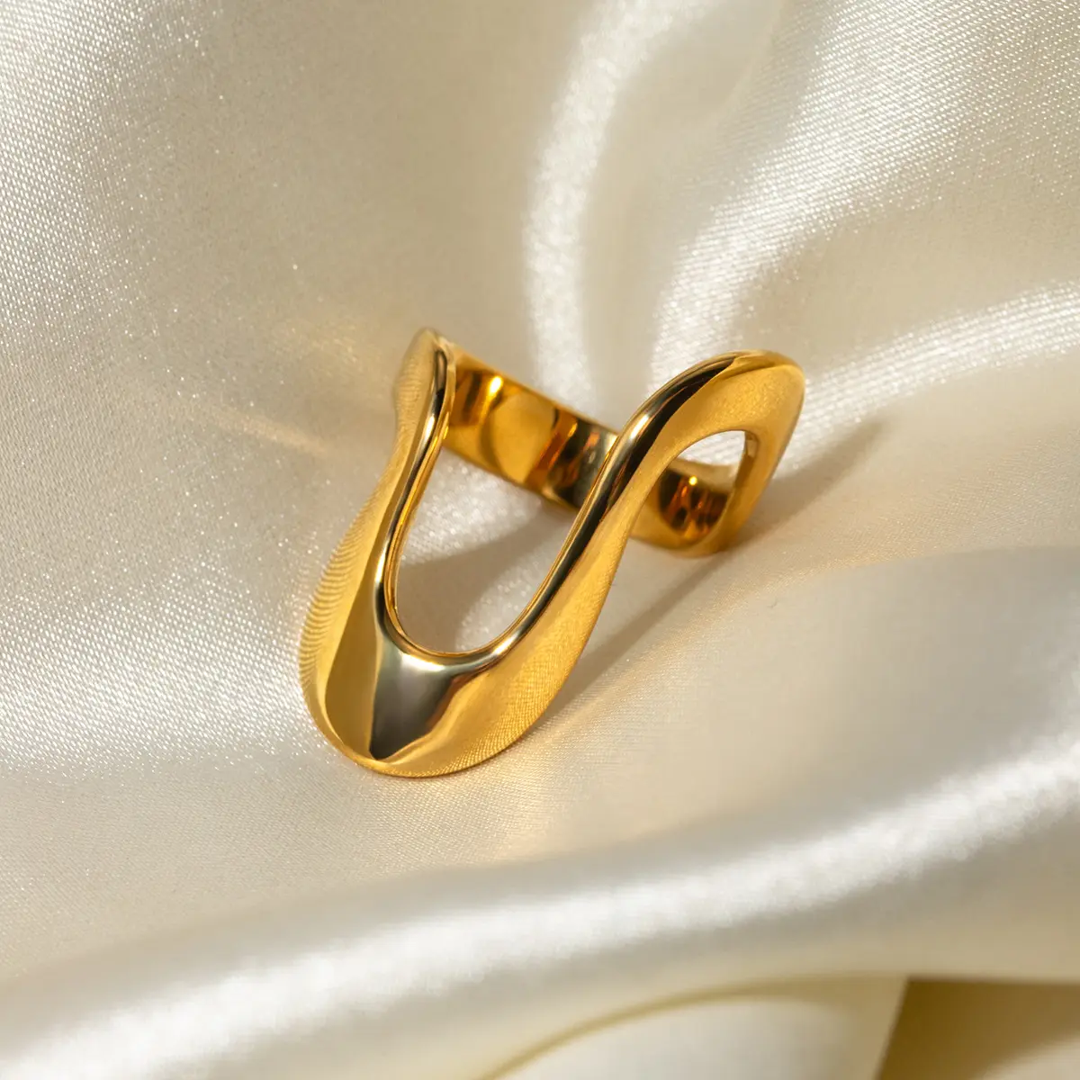 Nieuwe Aankomst Luxe 18K Vergulde Ring Sieraden Roestvrij Staal Dikke Minimalistische Eenvoudige Ringen