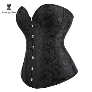 Black Bustier Corset Women Sexy Gothic Lace Up Boned Overbust Waist Trainer