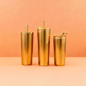 Mug à café en acier inoxydable avec paille, logo personnalisable, portable et écologique, disponible en plusieurs styles. - Product Image 1