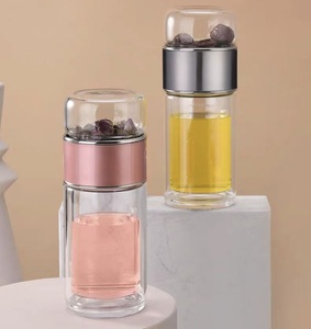 Bouteille d'<span class=keywords><strong>eau</strong></span> en verre à double paroi Infuseur <span class=keywords><strong>Filtre</strong></span> Gobelet à thé Tasse de voyage colorée Vasos De Vidrio - Product Image 1