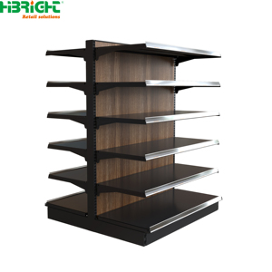 Black Wood Grain Gondola Shelving Heavy Duty Supermarket Display <b>Rack</b> Retail Grocery Store <b>Shelf</b> - Product Image 4