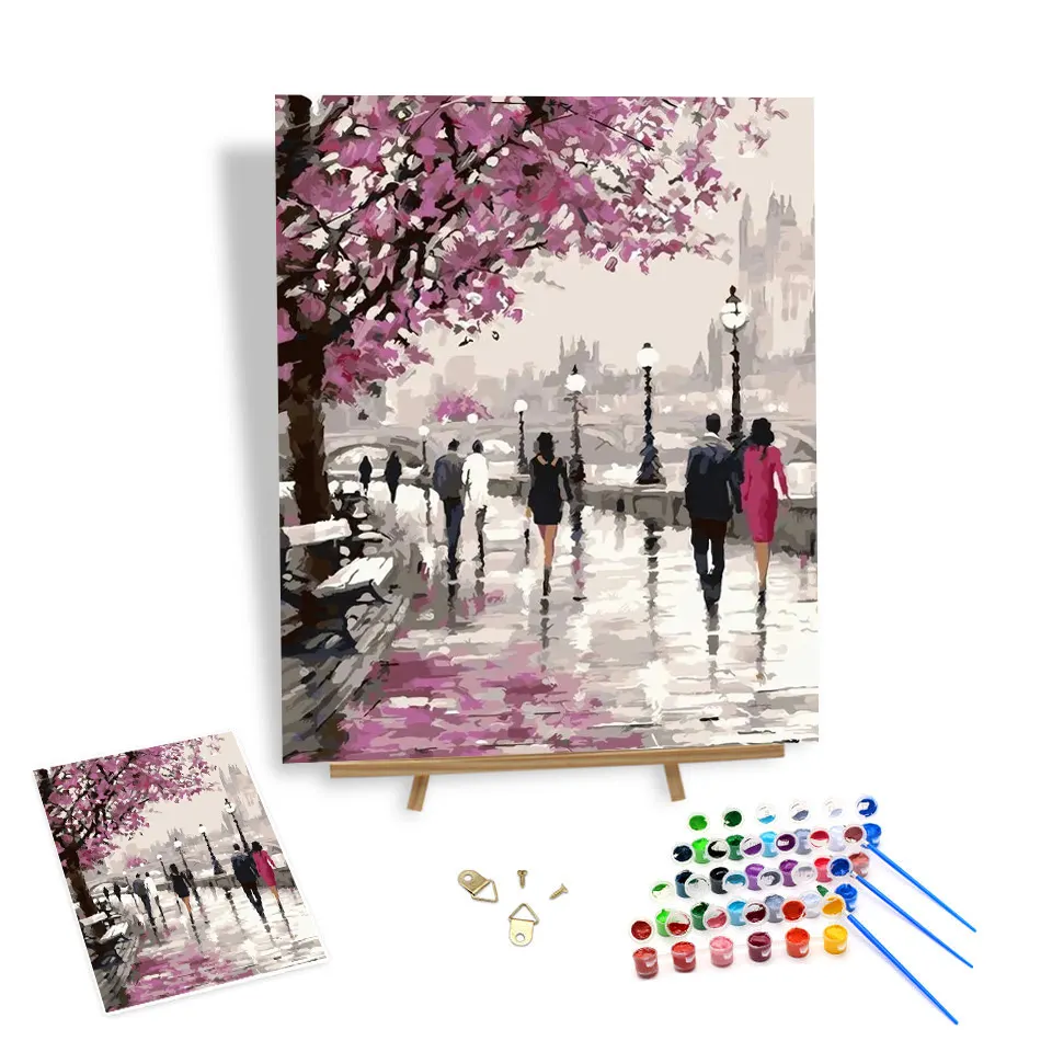 High Quality Painting by Numbers for Couples London Street Scenery Living Room Wall Mural Paint by Numbers