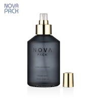 Flacon vaporisateur de parfum d'ambiance pour la maison, luxe, 100 ml, 120 ml, 200 ml, 300 ml, flacon en verre noir opaque givré, vaporisateur facial, bouchon doré rose