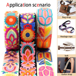 The Latest Fresh Style 2-inch Floral Embroidered Polyester Rcotton Webbing for Hat Clothing Accessories Ribbon Camera <strong>Straps</strong> - Product Image 6