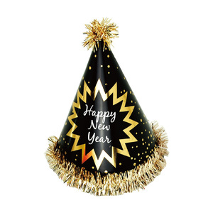 Nouvel an fête chapeau décorations nouvel an noir or couleur frangé pompon papier chapeau anniversaire chapeau - Product Image 4