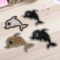 Transferts thermiques en résine 3D motif dauphin avec strass, adhésif thermofusible, patchs à repasser, logo personnalisé DIY, autocollant pour vêtements