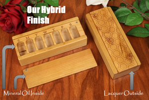 ピルボックス7日間オーガナイザータンポポパフ木製ピルコンテナラッカー & オイル仕上げ木製ピルボックス7日間の太陽と月の日ボックス - Product Image 3