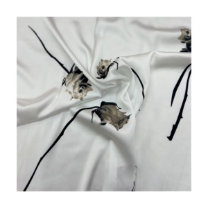 High Quality 100% Polyester Digital <strong>Print</strong> <strong>Fabrics</strong> Exquisite <strong>Plain</strong> Sketch Big Floral No <strong>Stretch</strong> for Girls' Dresses Skirts Black - Product Image 1