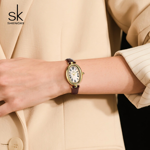 SHENGKE di alta qualità orologio da polso femminile giappone movimento ovale in pelle sintetica quarzo orologio da donna bella ragazza orologi - Product Image 5