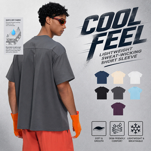 Camiseta de Manga Corta para Hombre, de Tacto Suave, Refrescante, Elástica, Ligera, Absorbente de Sudor, Corte Holgado, Color Sólido - Product Image 3