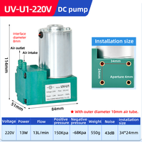 Pompa Vakum Tekanan Udara Mini Elektrik DC Portabel UV-U1 12/24V/220V 12W -70KPa 13L/mnt