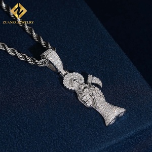 ZUANFA JEWELRY Colgante Hip-Hop de Moissanita Iced-Out Santa Muerte (Santa Muerte) Chapado en Plata 925 - Product Image 2