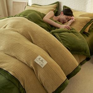 RTS Conjunto de Cama de Veludo Macio 3/4 Peças, Capa de Edredom, Lençol de Lã Flannel, Toalha de Rosto Coral, Roupas de Cama Quentes e Grossas - Product Image 6