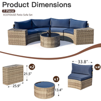 Canapé d'extérieur modulable en rotin tressé demi-lune pour jardin et terrasse