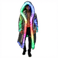 RICHSHINING-Manteau sexy en fausse fourrure LED pour hommes, manteau sexy lumineux à LED, veste à capuche chaude et brillante pour la salle de bal et la fête d'Halloween