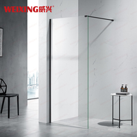 Usine Foshan Salle de bain en aluminium noir mat sans cadre Porte de douche fixe en verre trempé