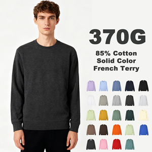 Chất Lượng Cao 85% Cotton 15% Polyester 370gsm Người Đàn Ông Đồng Bằng Áo Thun Biểu Tượng Tùy Chỉnh Phun In Ấn Crew Cổ Pháp Terry Áo - Product Image 1