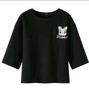 T-shirts d'été décontractés pour femmes en nylon/coton non tissé, à manches courtes, unis, séchage rapide et respirants, vente en gros - Product Image 5