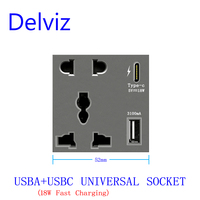 Panneau en verre Delviz, prise électrique, interrupteur mural DIY, prise murale USB universelle 13A, interrupteur de prise murale pour hôtel