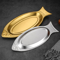 Platos para Pescado de Acero Inoxidable 304, Plato Ovalado Creativo para Barbacoa, para Cocina y Restaurante
