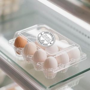 Etiquetas para cartones de huevos frescos de granja, pegatinas de advertencia para huevos sin lavar para mercados de agricultores, rollo adhesivo redondo de 2 pulgadas, diseño personalizado - Product Image 2