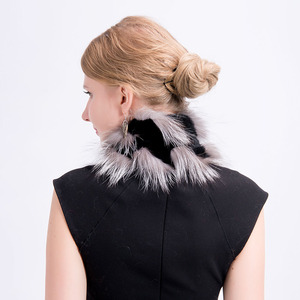 MWFur bufanda de piel de conejo Rex con cuello de pelo de zorro moda de invierno tejido a mano bufanda de piel recortada de pelo de zorro <span class=keywords><strong>para</strong></span> Collar - Product Image 4