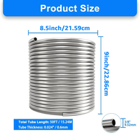 Refroidisseur de moût en spirale 3/8"*50Ft en acier inoxydable 304 de qualité alimentaire pour brassage de bière, bains de glace et projets de chauffage au bois