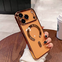 Étui de téléphone portable magnétique transparent électroplaqué TPU de luxe QY, antichoc, compatible avec la charge sans fil, pour 17/16/15/14/13