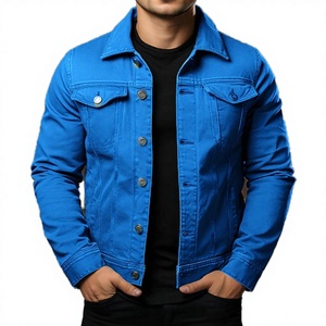 Nouvelle veste en jean décontractée pour homme en coton et fibre de bambou 2026, couleur unie, avec logo personnalisé imprimé en relief, collection printemps - Product Image 3