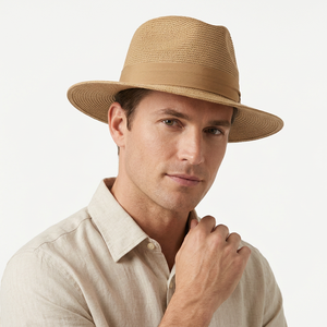 Sombrero Panamá de Paja Toquilla Natural para Hombre, Ala Ancha, Protección Solar para Playa y Exteriores, 56-58CM - Product Image 1
