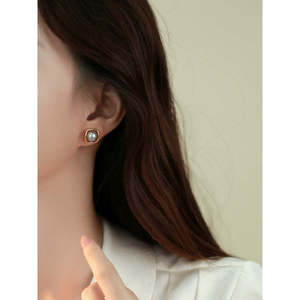Boucles d'oreilles à clous en perles naturelles pour femmes, bijoux en argent sterling S925, 1611 - Product Image 6