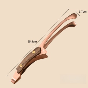 Clip para <span class=keywords><strong>barbacoa</strong></span> de acero inoxidable 304, sartén para <span class=keywords><strong>barbacoa</strong></span>, bistec, <span class=keywords><strong>barbacoa</strong></span>, Clip dorado para comida, mango de madera, Clip público de acero inoxidable - Product Image 2